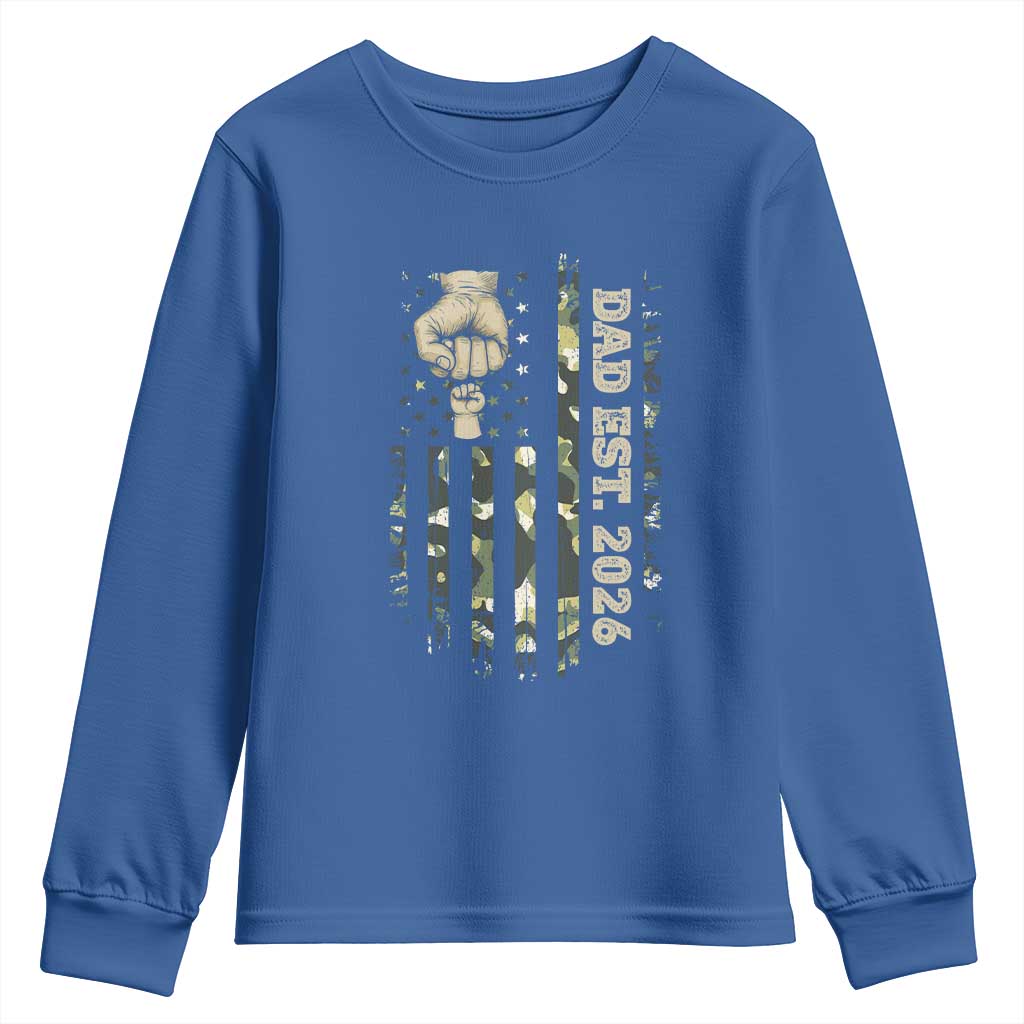 New Dad 2026 Youth Sweatshirt Camo American Flag Military Dad Father's Day