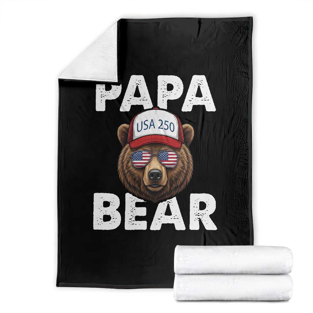Papa Bear Father's Day Throw Blanket America 250th Anniversary USA Flag July 4th