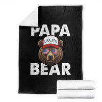 Papa Bear Father's Day Throw Blanket America 250th Anniversary USA Flag July 4th