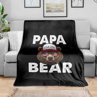 Papa Bear Father's Day Throw Blanket America 250th Anniversary USA Flag July 4th