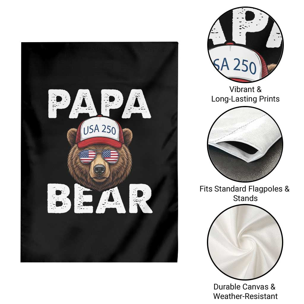 Papa Bear Father's Day Garden Flag America 250th Anniversary USA Flag July 4th