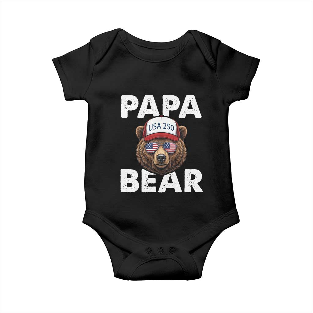 Papa Bear Father's Day Baby Onesie America 250th Anniversary USA Flag July 4th