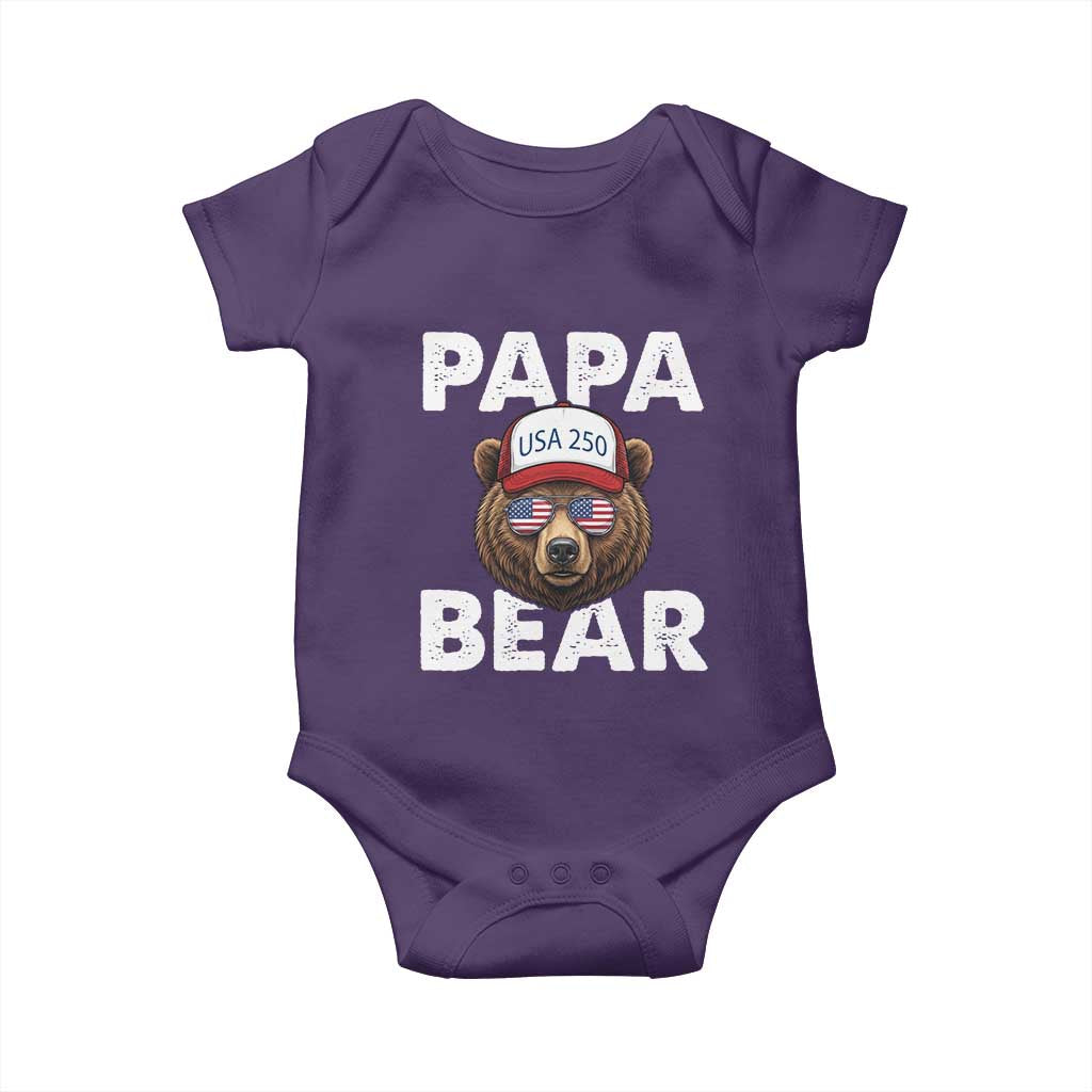 Papa Bear Father's Day Baby Onesie America 250th Anniversary USA Flag July 4th