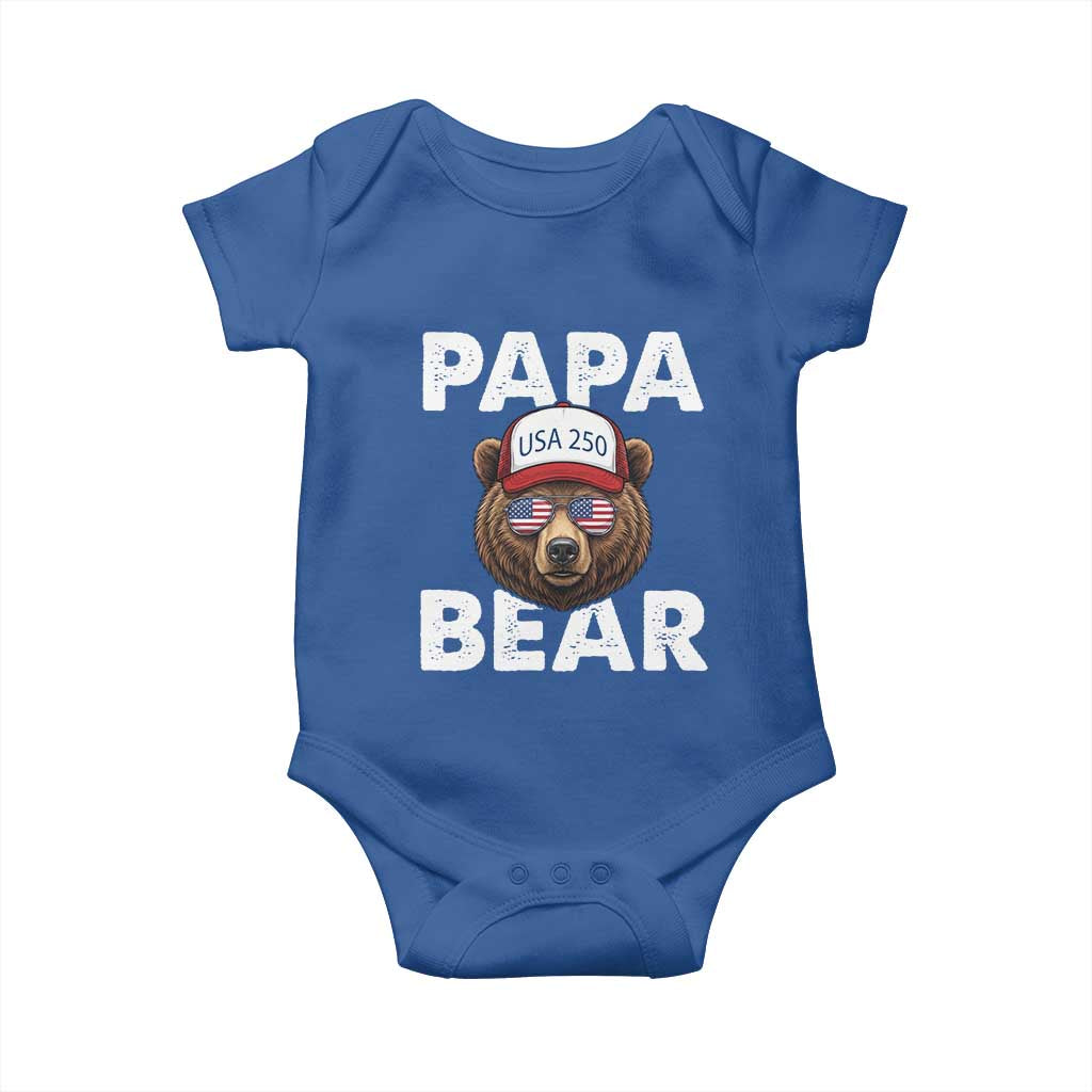 Papa Bear Father's Day Baby Onesie America 250th Anniversary USA Flag July 4th