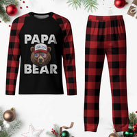 Papa Bear Father's Day Plaid Pajama Set America 250th Anniversary USA Flag July 4th