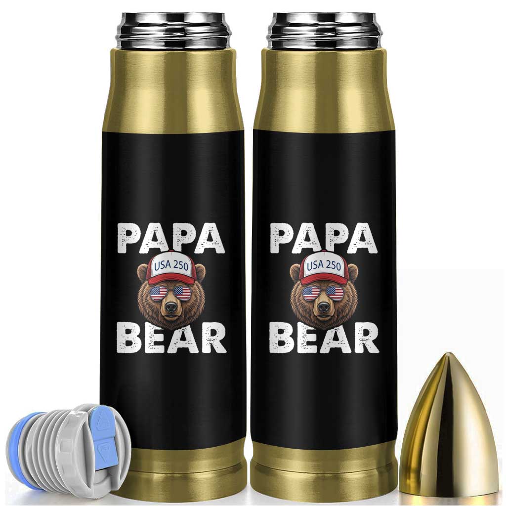 Papa Bear Father's Day Bullet Tumbler America 250th Anniversary USA Flag July 4th