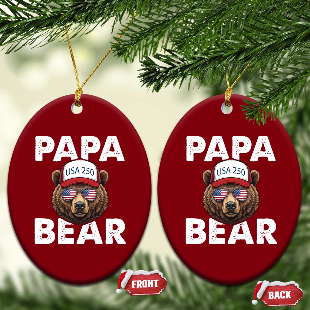 Papa Bear Father's Day Ceramic Ornament America 250th Anniversary USA Flag July 4th