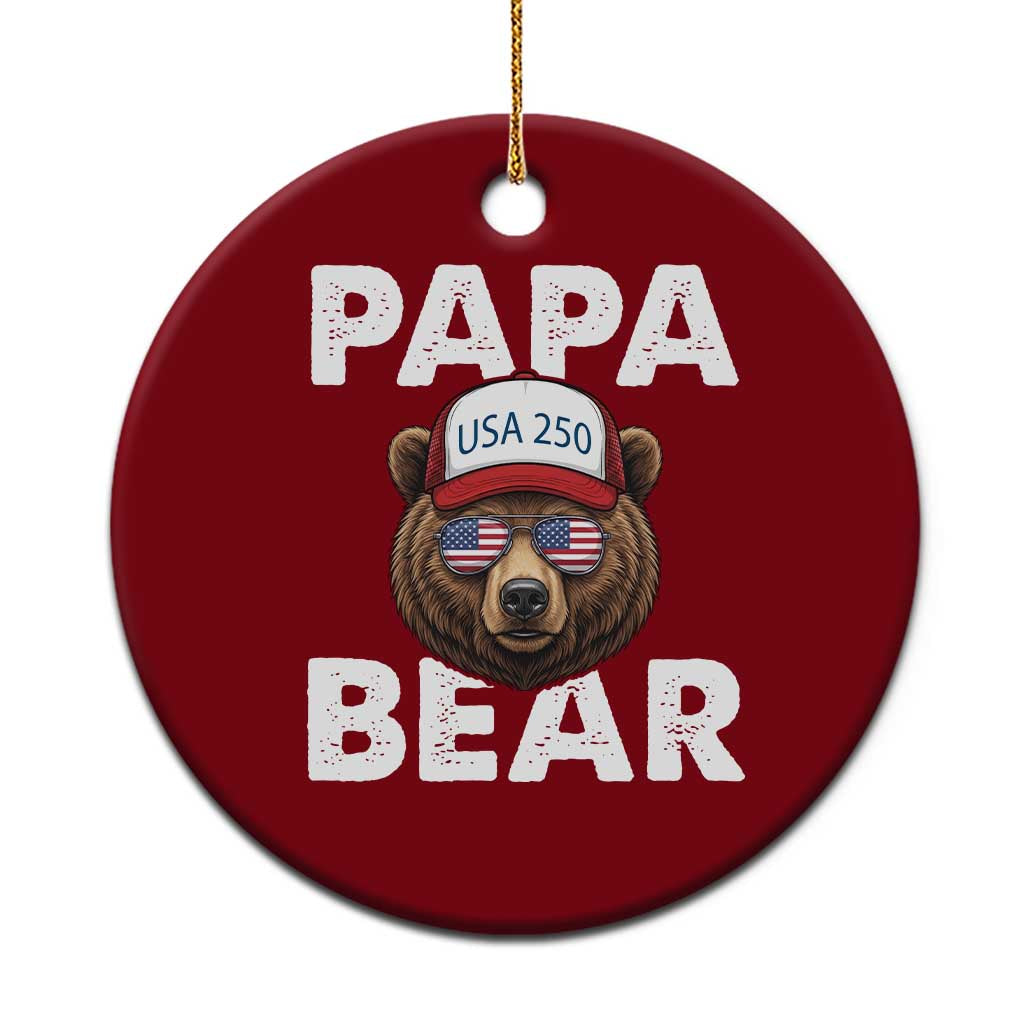 Papa Bear Father's Day Ceramic Ornament America 250th Anniversary USA Flag July 4th