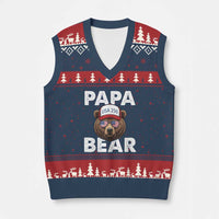 Papa Bear Father's Day V-Neck Knit Sweater Vest America 250th Anniversary USA Flag July 4th