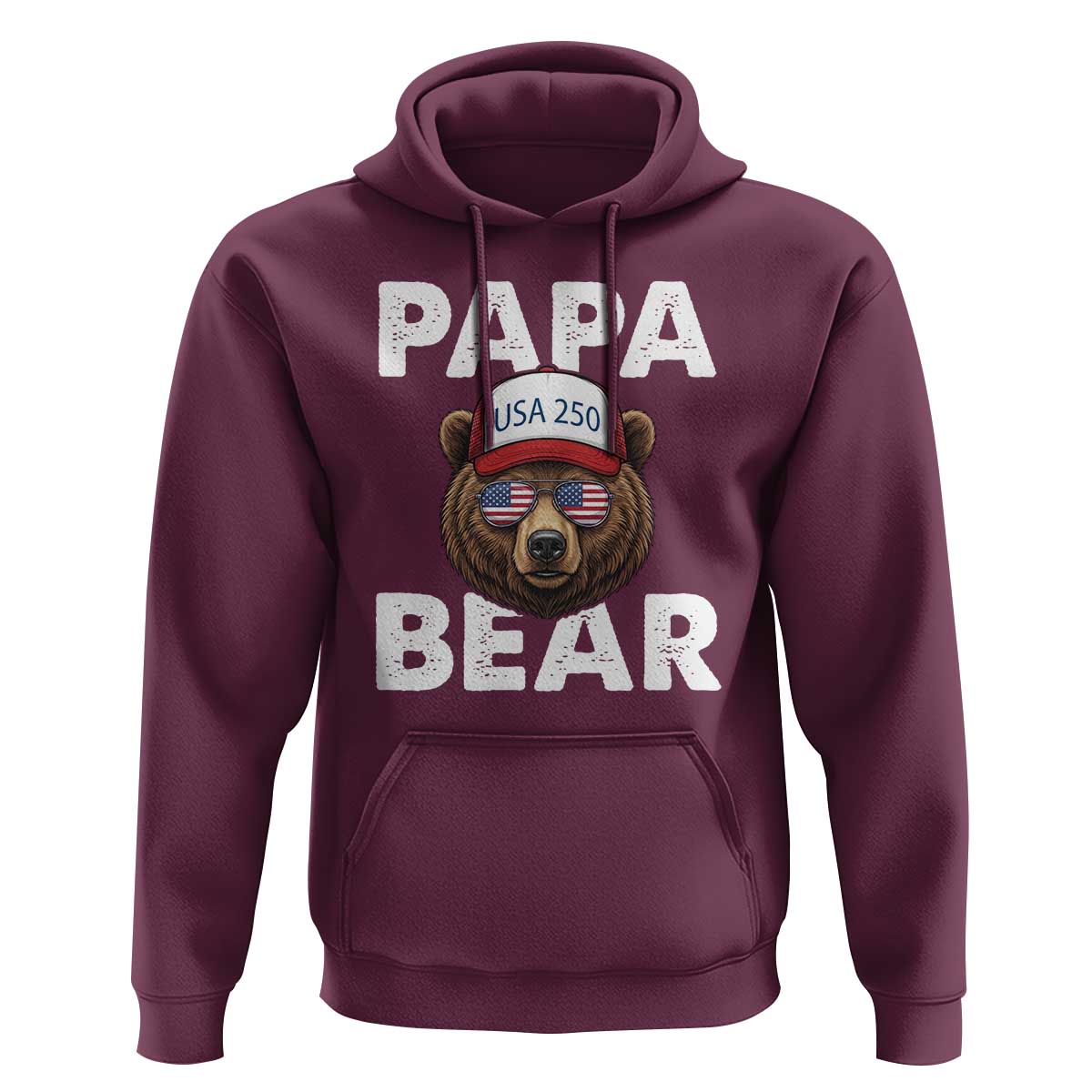 Papa Bear Father's Day Hoodie America 250th Anniversary USA Flag July 4th