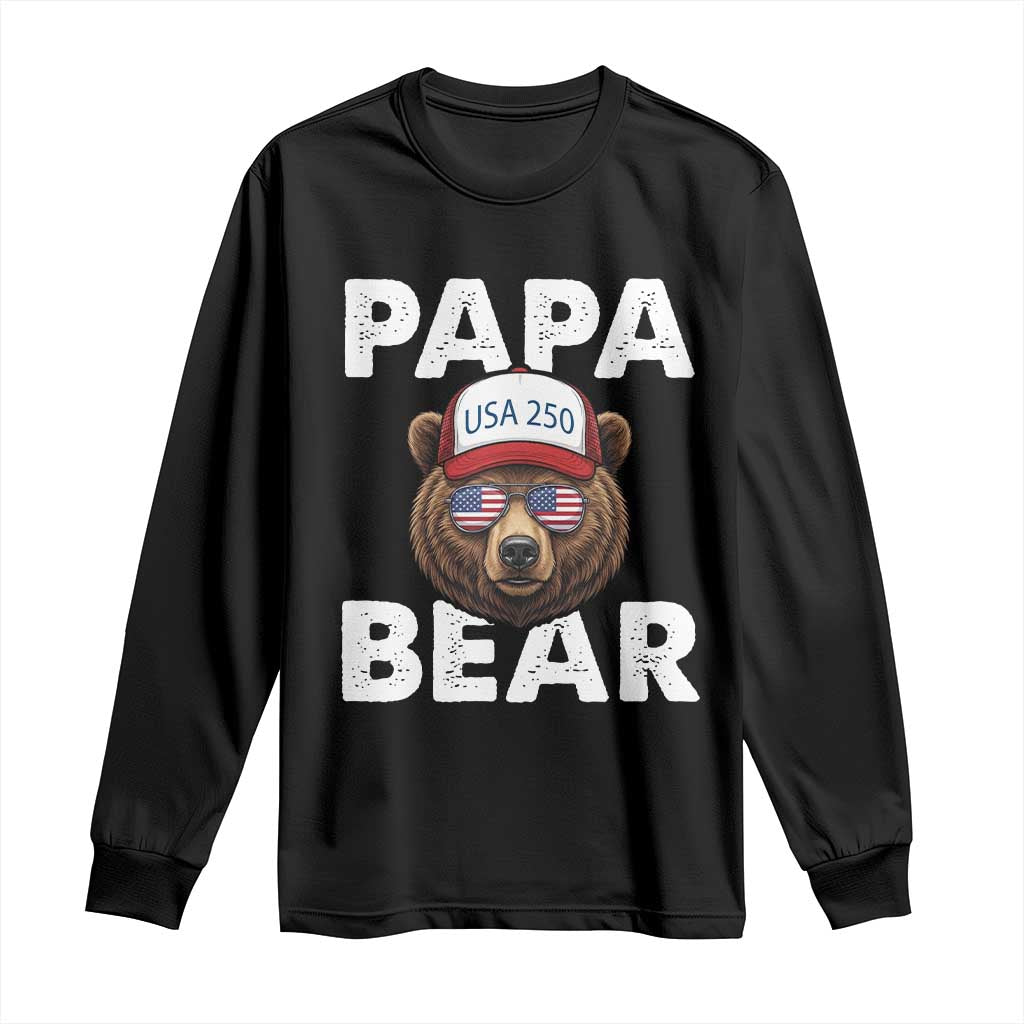 Papa Bear Father's Day Long Sleeve Shirt America 250th Anniversary USA Flag July 4th