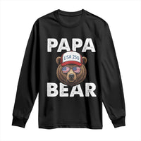Papa Bear Father's Day Long Sleeve Shirt America 250th Anniversary USA Flag July 4th