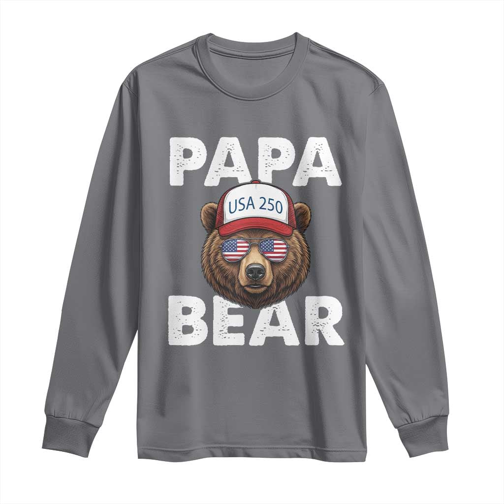Papa Bear Father's Day Long Sleeve Shirt America 250th Anniversary USA Flag July 4th