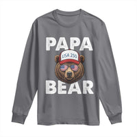 Papa Bear Father's Day Long Sleeve Shirt America 250th Anniversary USA Flag July 4th