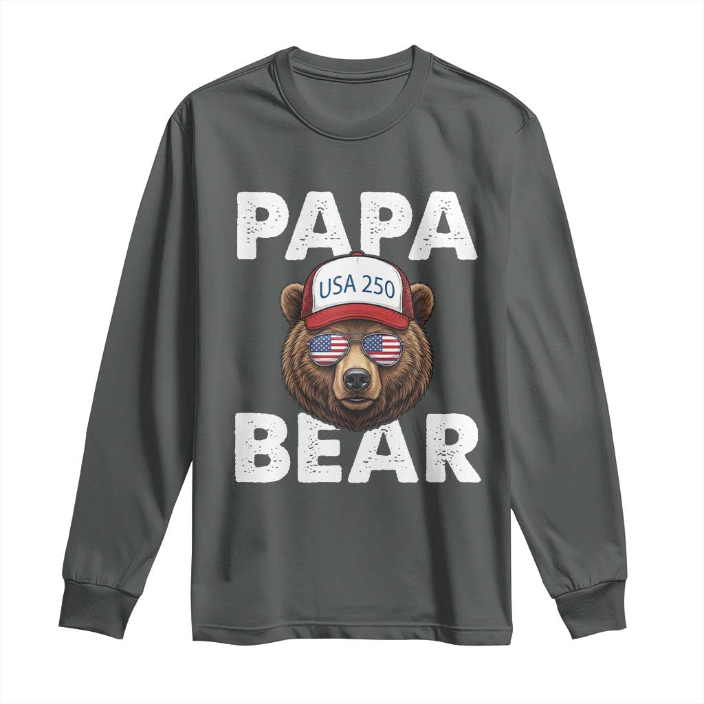 Papa Bear Father's Day Long Sleeve Shirt America 250th Anniversary USA Flag July 4th