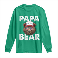 Papa Bear Father's Day Long Sleeve Shirt America 250th Anniversary USA Flag July 4th