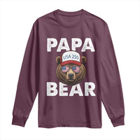 Papa Bear Father's Day Long Sleeve Shirt America 250th Anniversary USA Flag July 4th