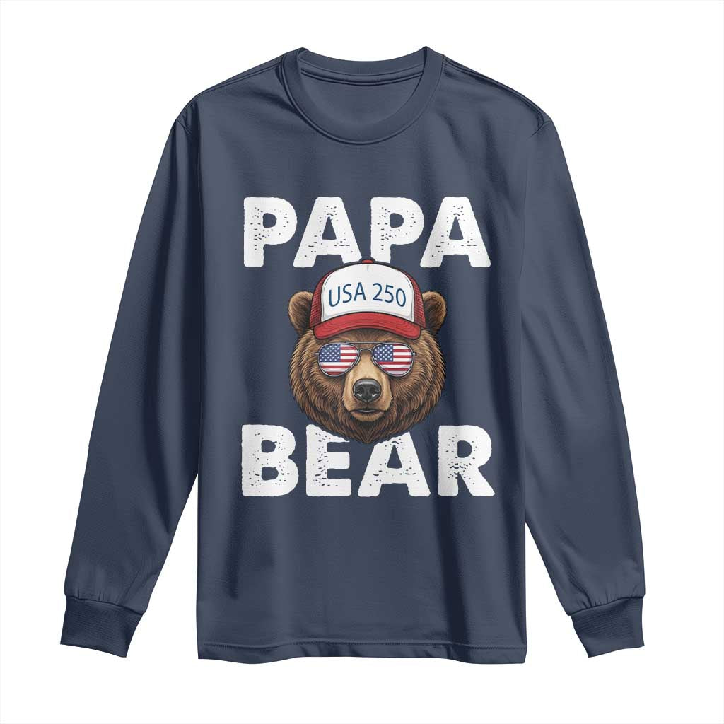 Papa Bear Father's Day Long Sleeve Shirt America 250th Anniversary USA Flag July 4th