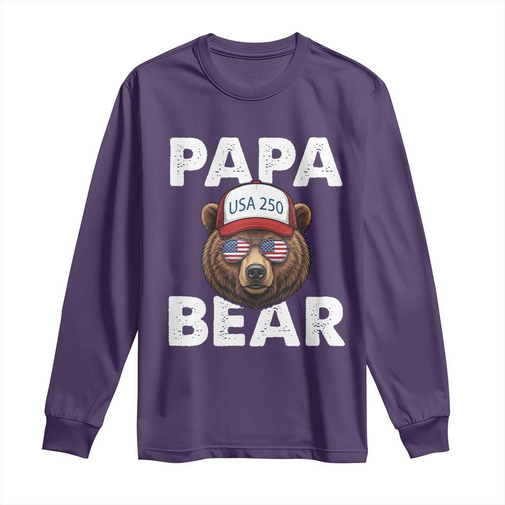 Papa Bear Father's Day Long Sleeve Shirt America 250th Anniversary USA Flag July 4th