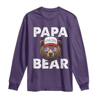 Papa Bear Father's Day Long Sleeve Shirt America 250th Anniversary USA Flag July 4th