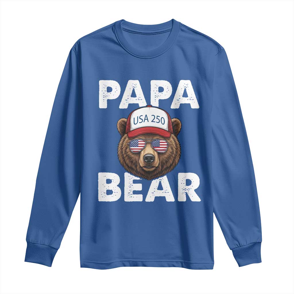 Papa Bear Father's Day Long Sleeve Shirt America 250th Anniversary USA Flag July 4th