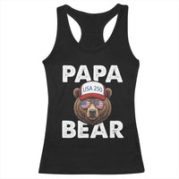 Papa Bear Father's Day Racerback Tank Top America 250th Anniversary USA Flag July 4th
