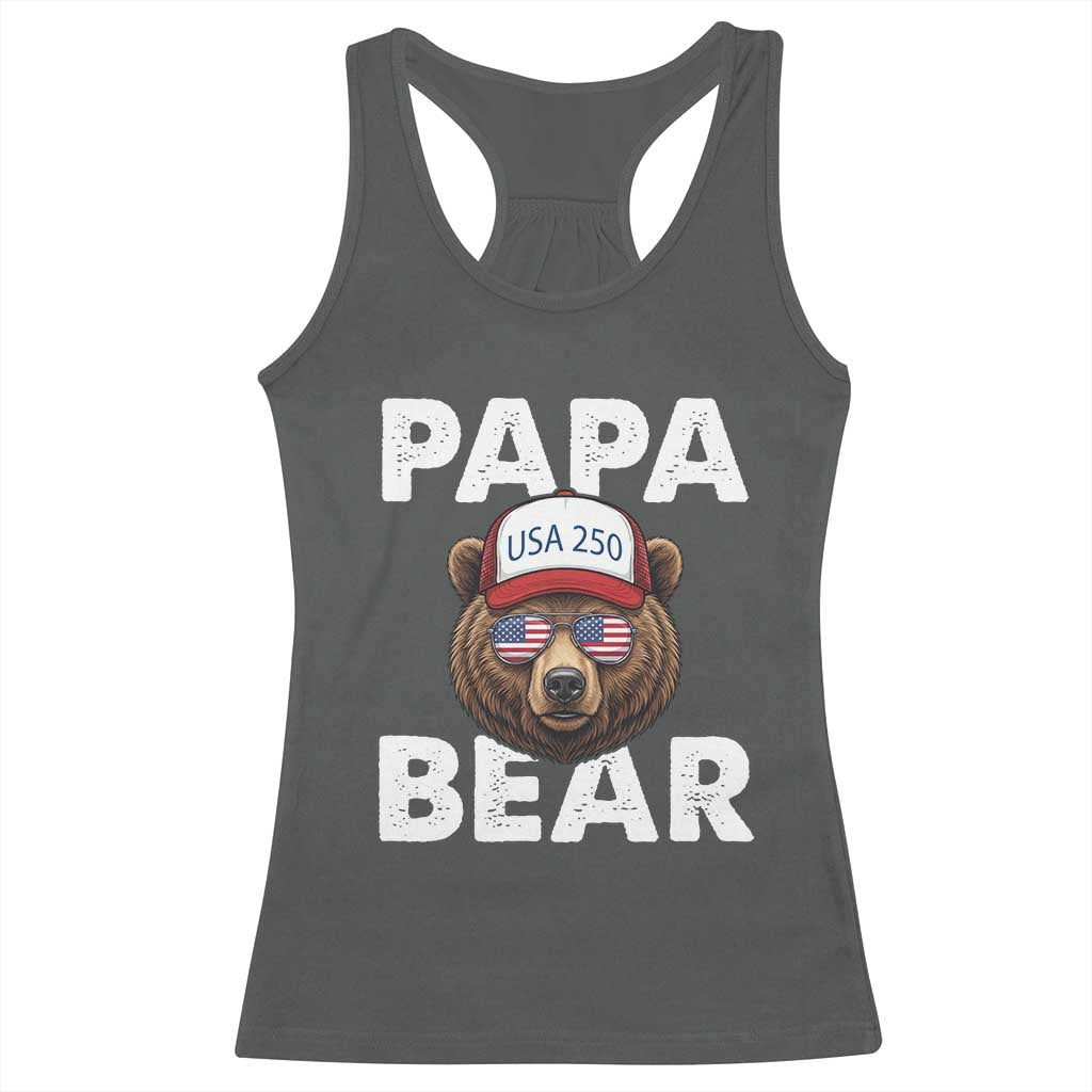 Papa Bear Father's Day Racerback Tank Top America 250th Anniversary USA Flag July 4th