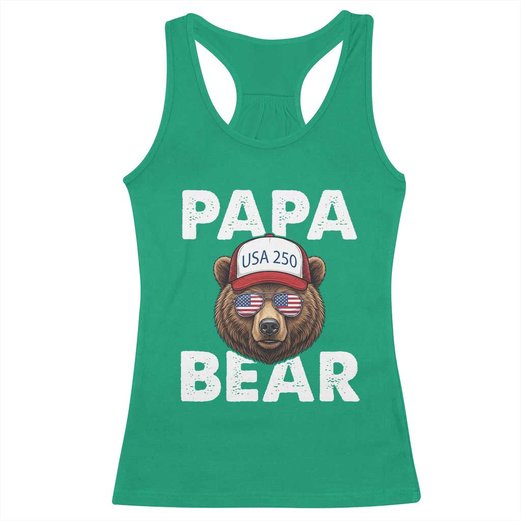 Papa Bear Father's Day Racerback Tank Top America 250th Anniversary USA Flag July 4th