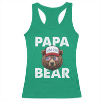 Papa Bear Father's Day Racerback Tank Top America 250th Anniversary USA Flag July 4th