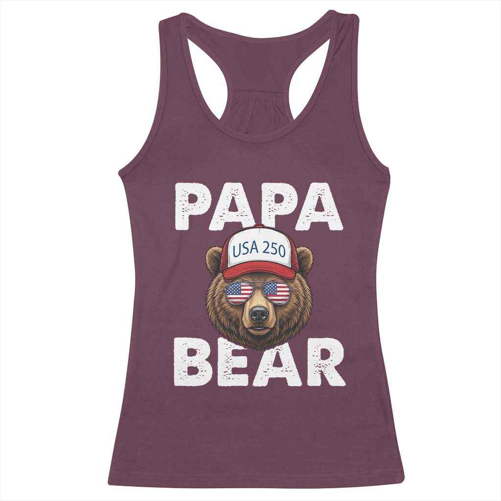 Papa Bear Father's Day Racerback Tank Top America 250th Anniversary USA Flag July 4th