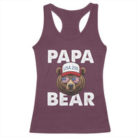 Papa Bear Father's Day Racerback Tank Top America 250th Anniversary USA Flag July 4th