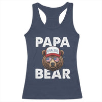 Papa Bear Father's Day Racerback Tank Top America 250th Anniversary USA Flag July 4th