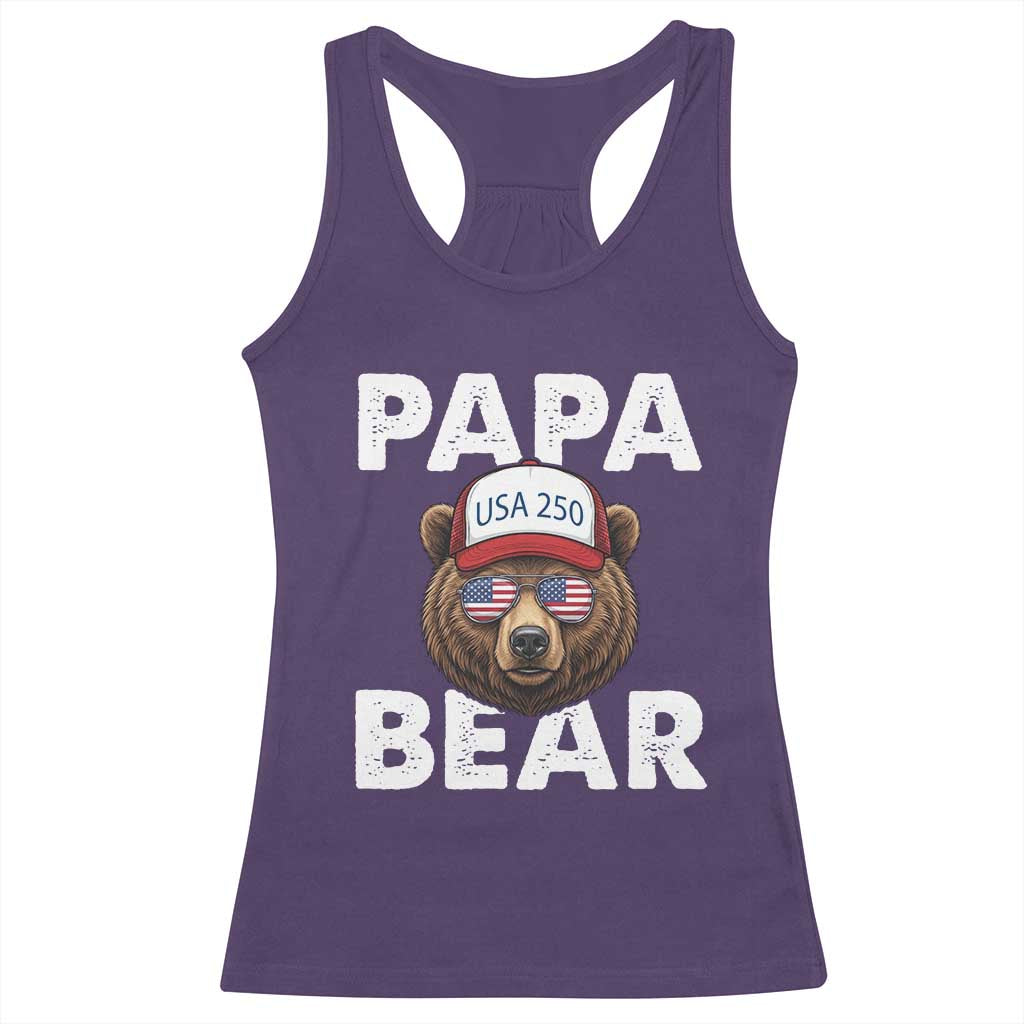 Papa Bear Father's Day Racerback Tank Top America 250th Anniversary USA Flag July 4th