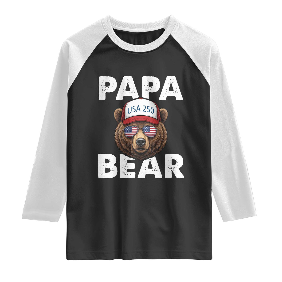 Papa Bear Father's Day Raglan Shirt America 250th Anniversary USA Flag July 4th