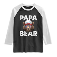 Papa Bear Father's Day Raglan Shirt America 250th Anniversary USA Flag July 4th