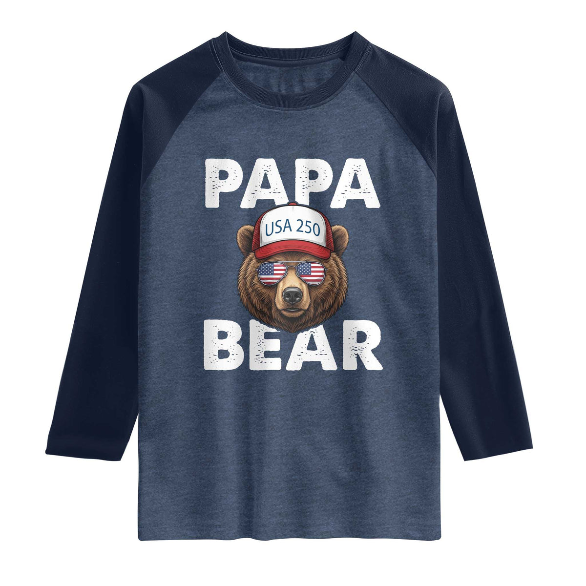 Papa Bear Father's Day Raglan Shirt America 250th Anniversary USA Flag July 4th