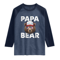 Papa Bear Father's Day Raglan Shirt America 250th Anniversary USA Flag July 4th