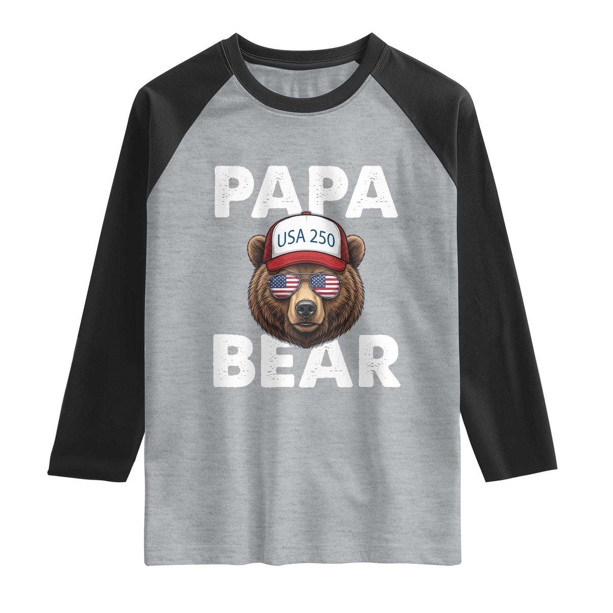 Papa Bear Father's Day Raglan Shirt America 250th Anniversary USA Flag July 4th