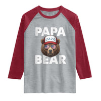 Papa Bear Father's Day Raglan Shirt America 250th Anniversary USA Flag July 4th