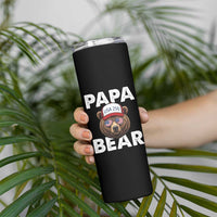 Papa Bear Father's Day Skinny Tumbler America 250th Anniversary USA Flag July 4th