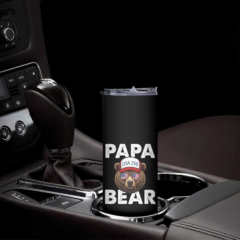 Papa Bear Father's Day Skinny Tumbler America 250th Anniversary USA Flag July 4th