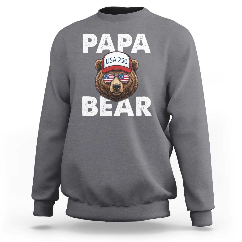 Papa Bear Father's Day Sweatshirt America 250th Anniversary USA Flag July 4th