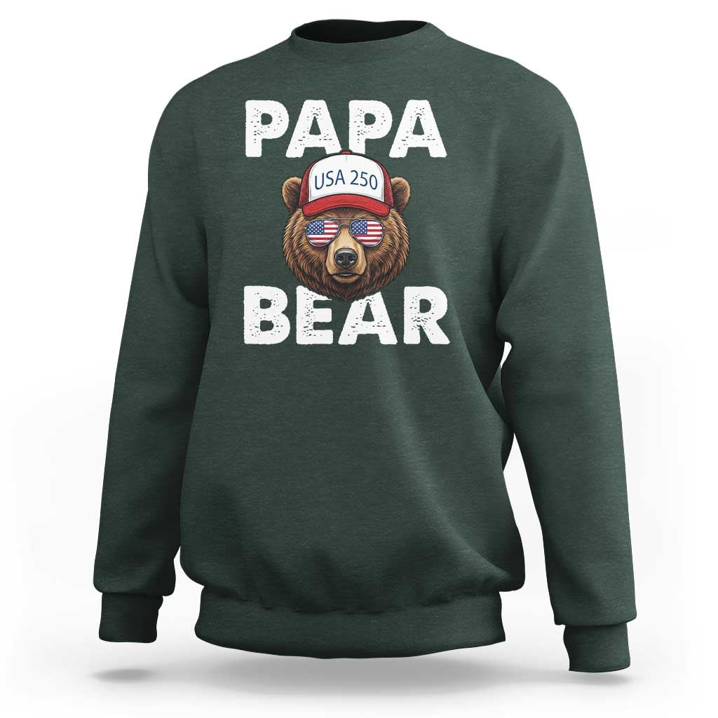 Papa Bear Father's Day Sweatshirt America 250th Anniversary USA Flag July 4th