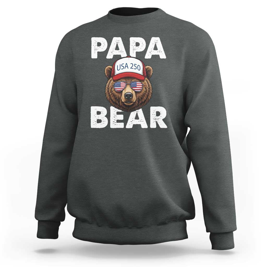 Papa Bear Father's Day Sweatshirt America 250th Anniversary USA Flag July 4th