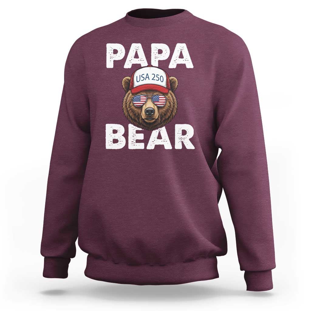 Papa Bear Father's Day Sweatshirt America 250th Anniversary USA Flag July 4th