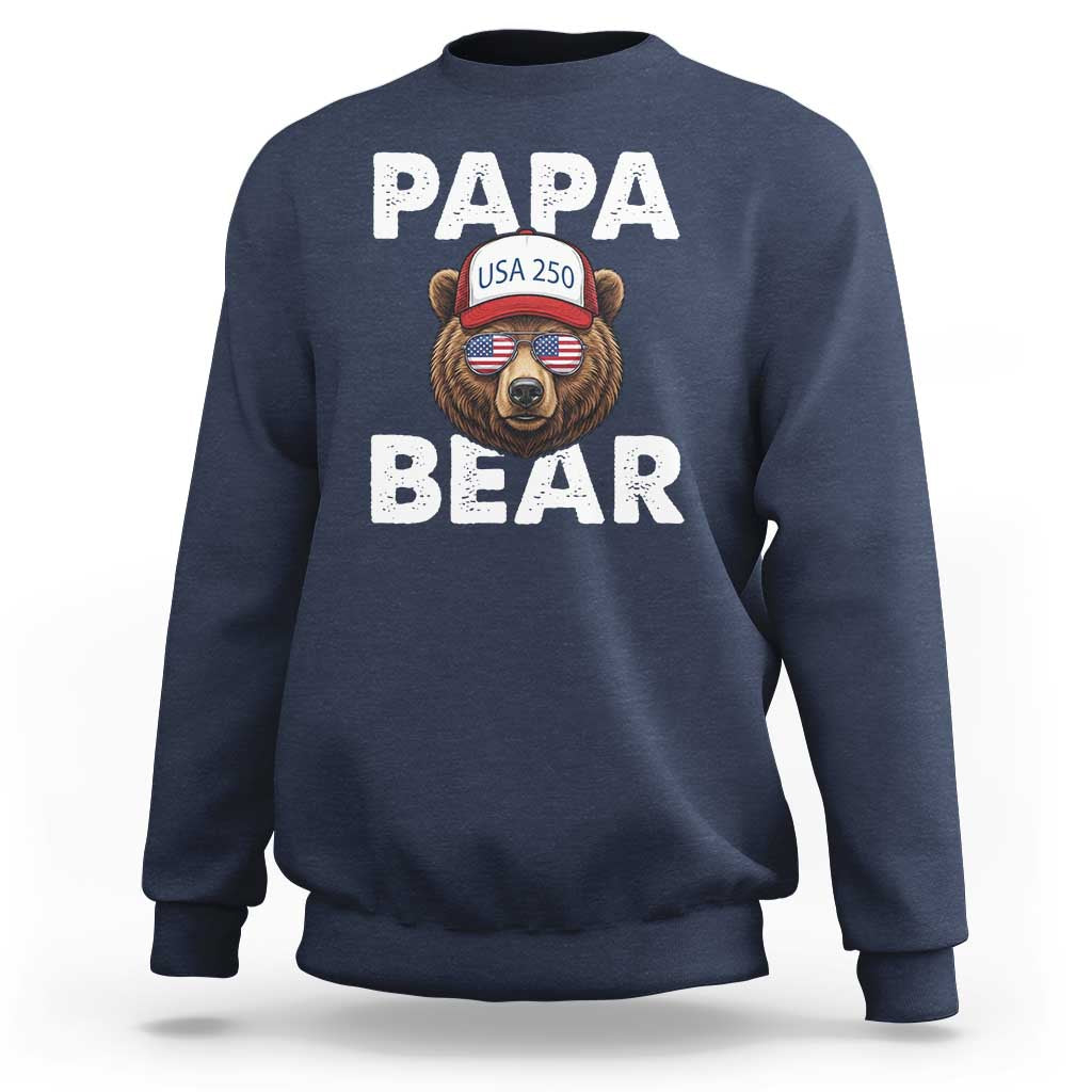 Papa Bear Father's Day Sweatshirt America 250th Anniversary USA Flag July 4th