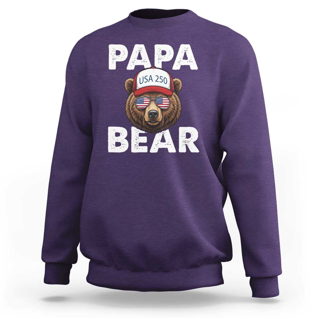 Papa Bear Father's Day Sweatshirt America 250th Anniversary USA Flag July 4th