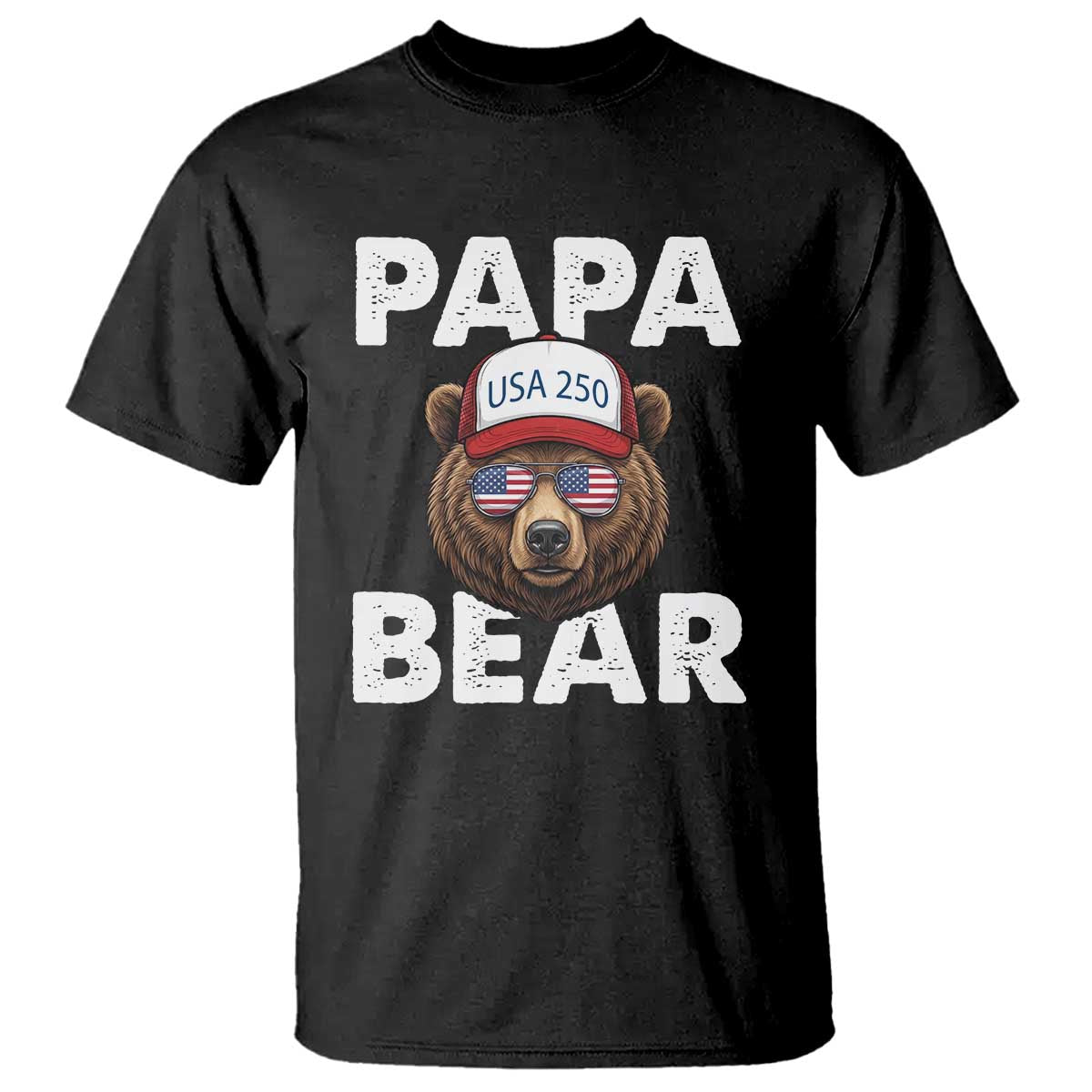 Papa Bear Father's Day T Shirt America 250th Anniversary USA Flag July 4th