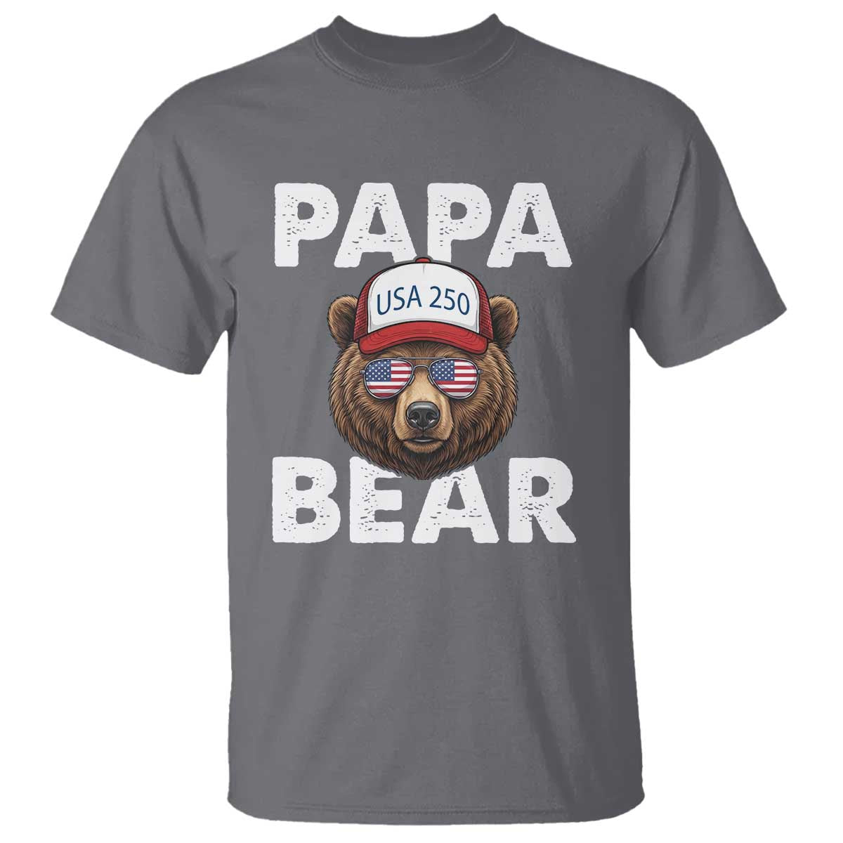 Papa Bear Father's Day T Shirt America 250th Anniversary USA Flag July 4th