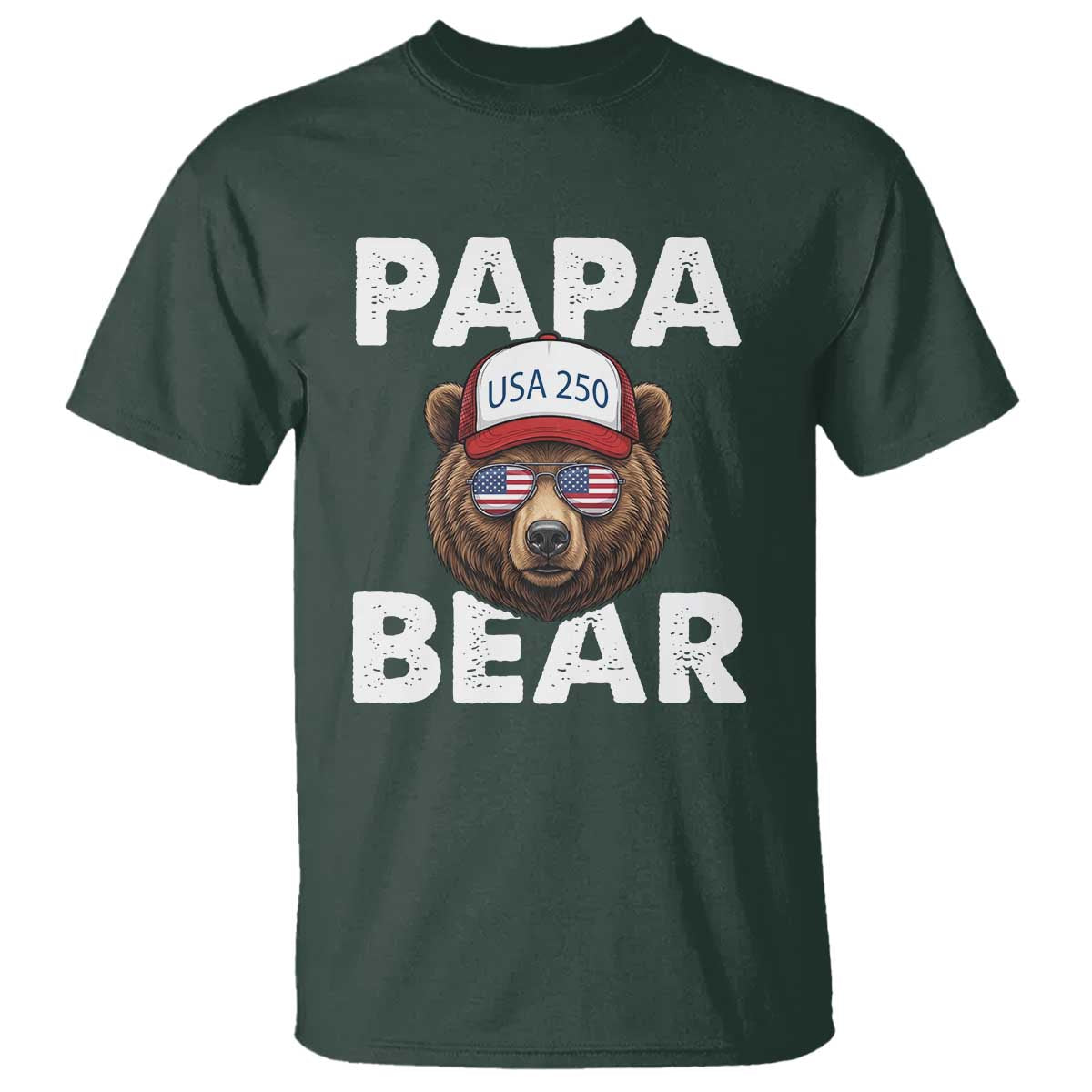 Papa Bear Father's Day T Shirt America 250th Anniversary USA Flag July 4th